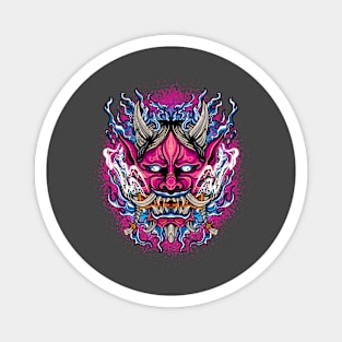 Japanese Demon Face Mask Vaporwave Oni Devil Oni Harajuku Magnet